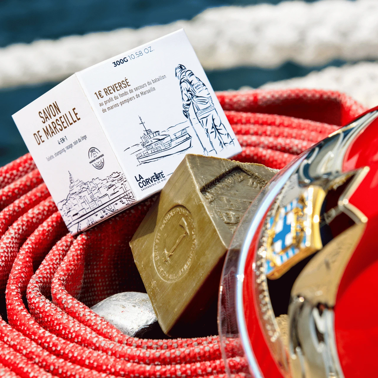 Authentic Marseille Soap Olive "Marins-Pompiers" - 300g - Image 4